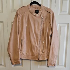 NWOT Lane Bryant Pink Leather Jacket Classic Silhouette
